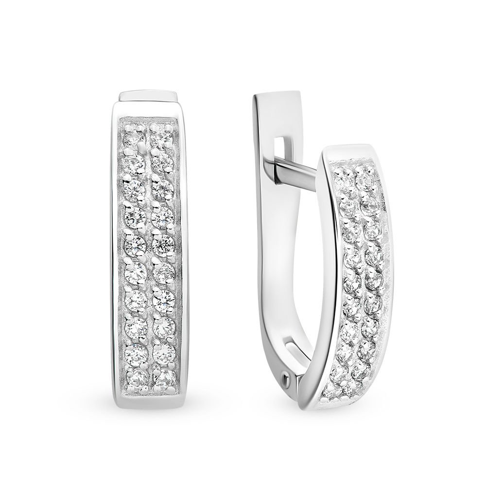 Серьги с фианитами из серебра 925 пробы
