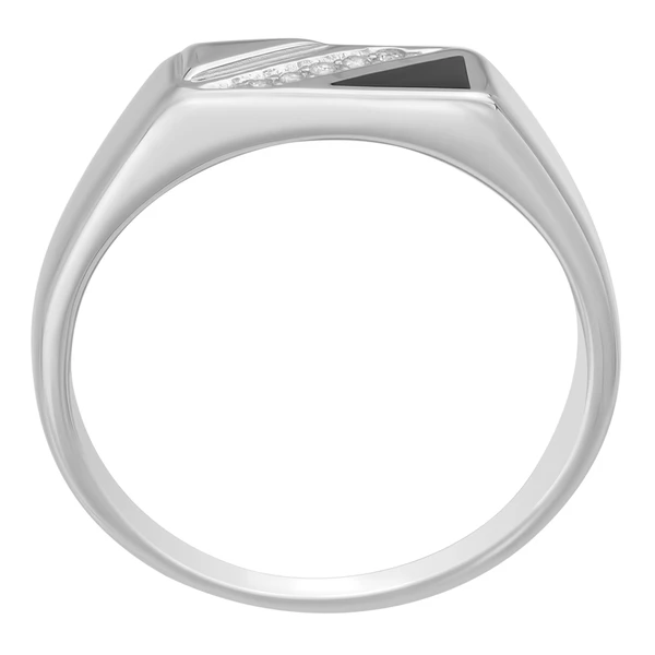 Кольцо с эмалью и фианитами из серебра 925 пробы