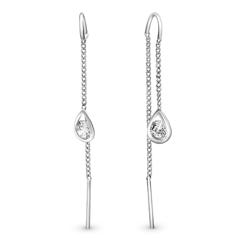 Серьги с фианитами из серебра 925 пробы