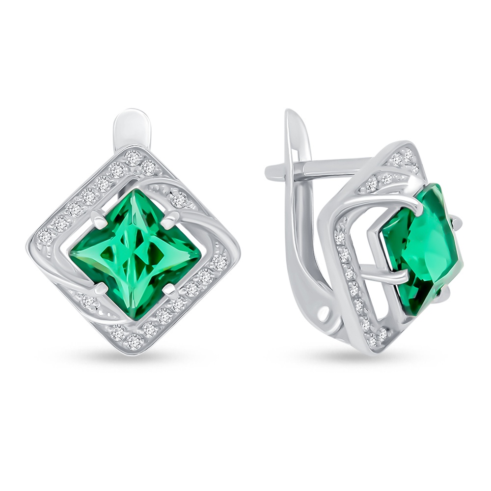 Серьги с фианитами из серебра 925 пробы