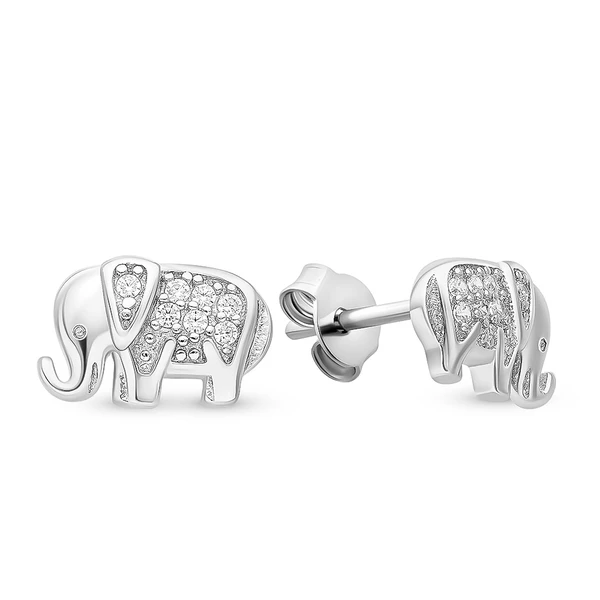 Серьги  Слон с фианитами из серебра 925 пробы 1