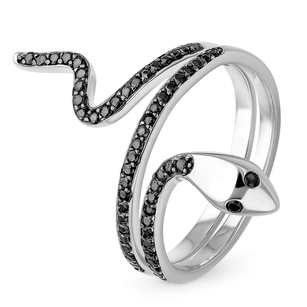 Кольцо  Змея с фианитами из серебра 925 пробы 1