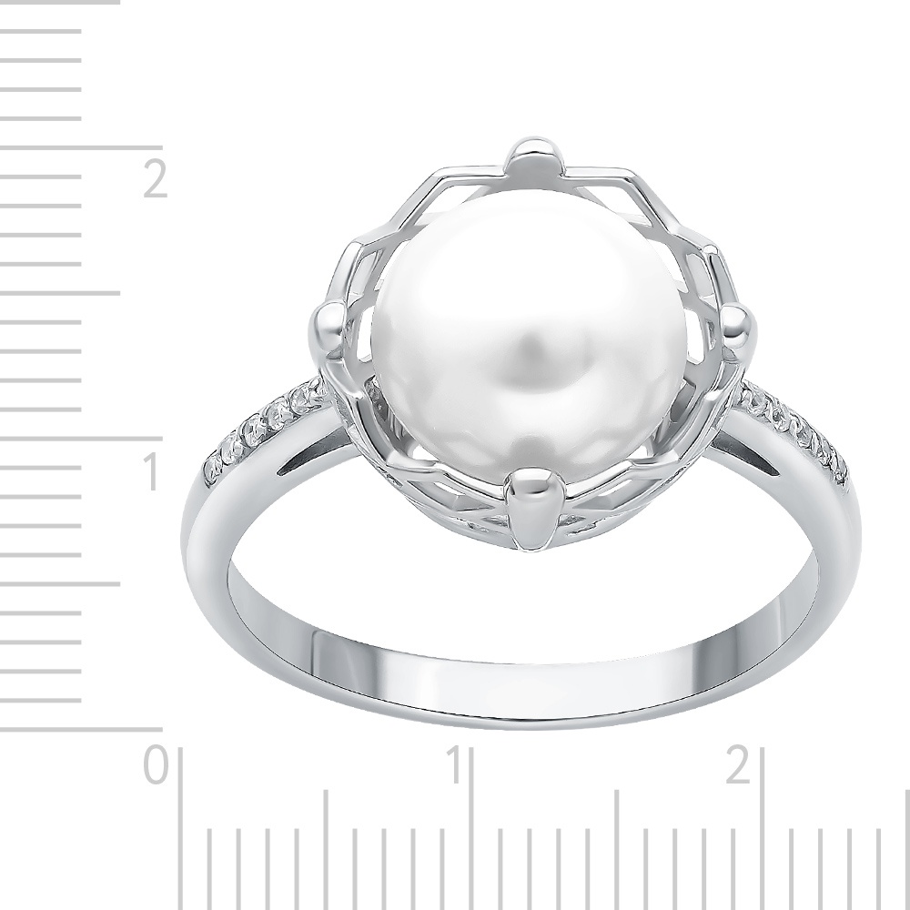 Кольцо с жемчугом из серебра 925 пробы