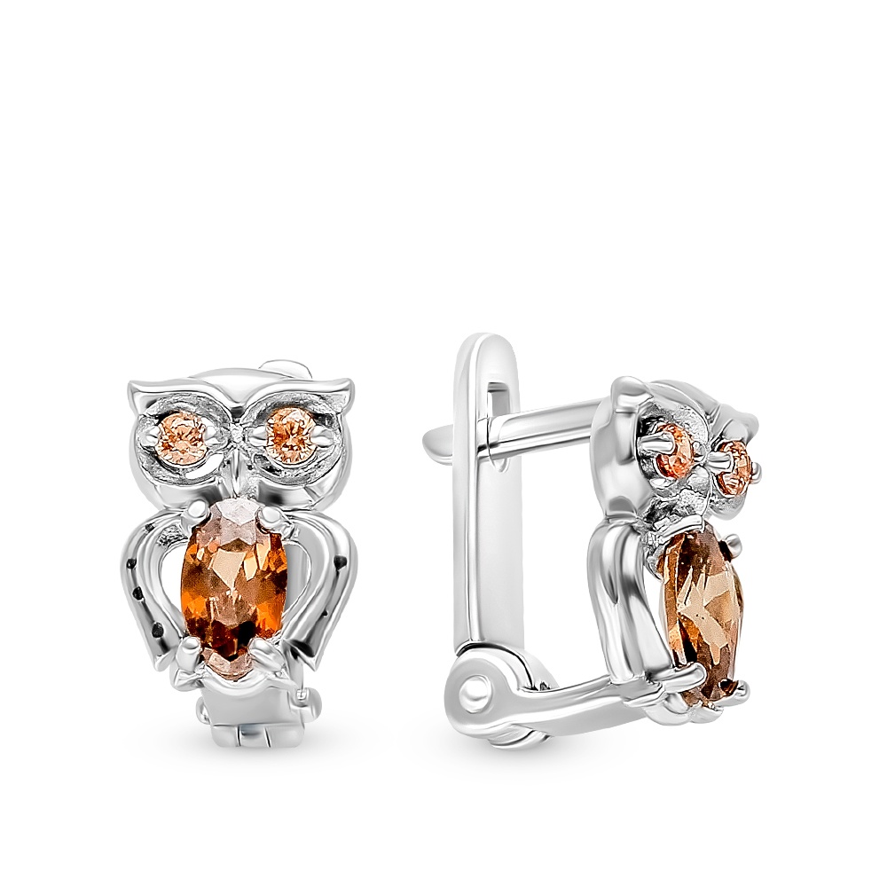 Серьги с фианитами из серебра 925 пробы