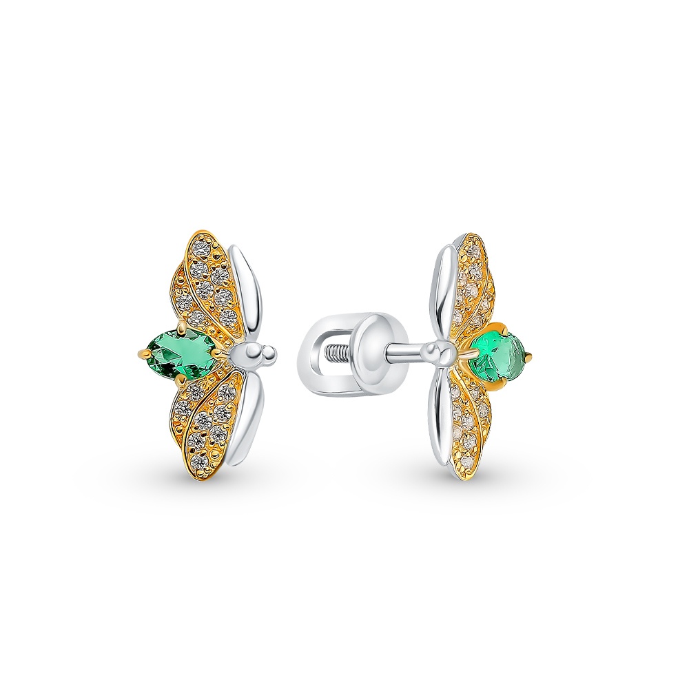 Серьги с фианитами из серебра 925 пробы