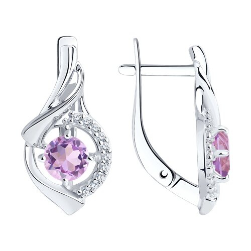 Серьги с аметистами из серебра 925 пробы