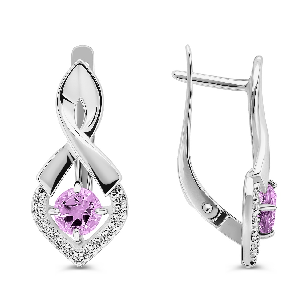 Серьги с аметистами из серебра 925 пробы