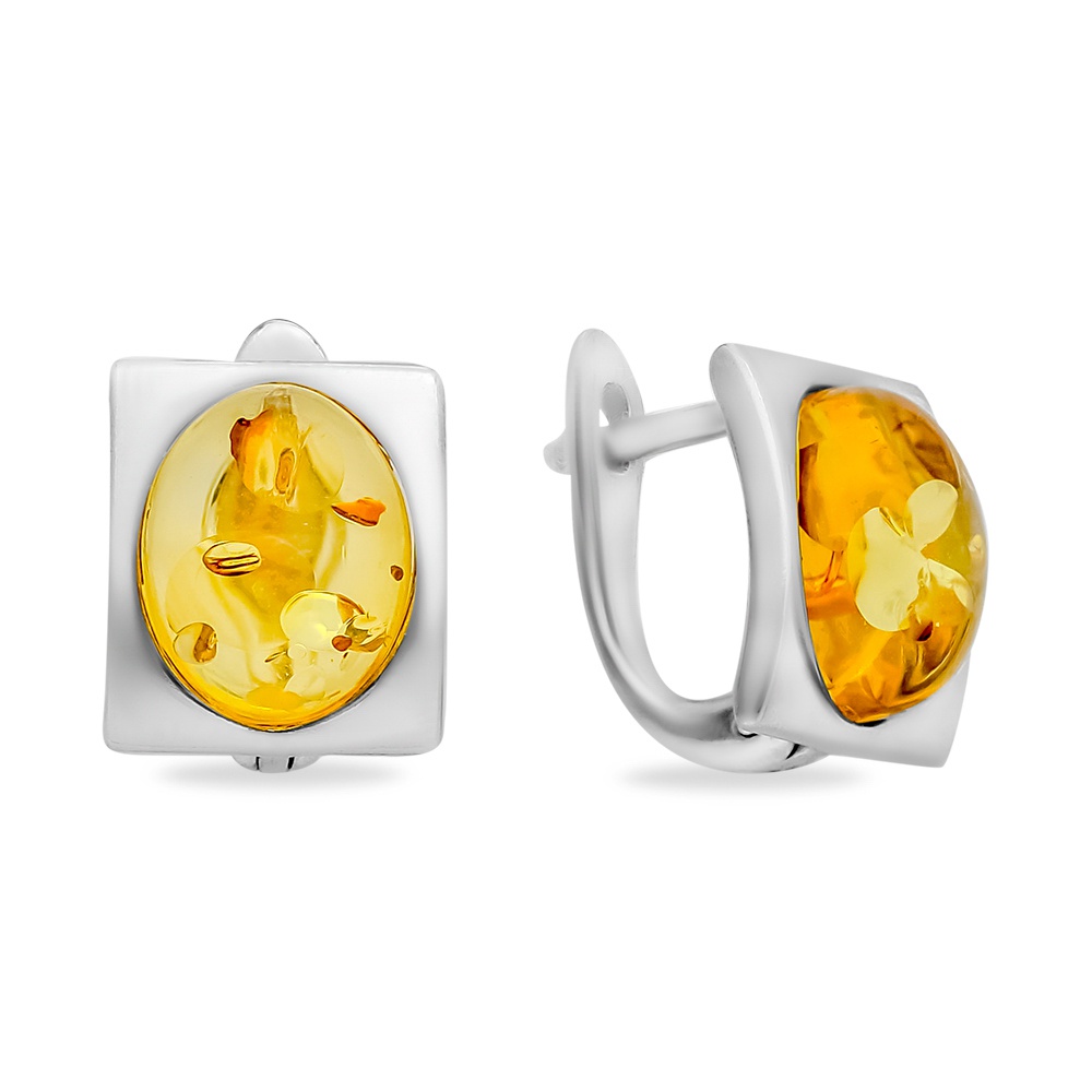 Серьги с янтарем из серебра 925 пробы