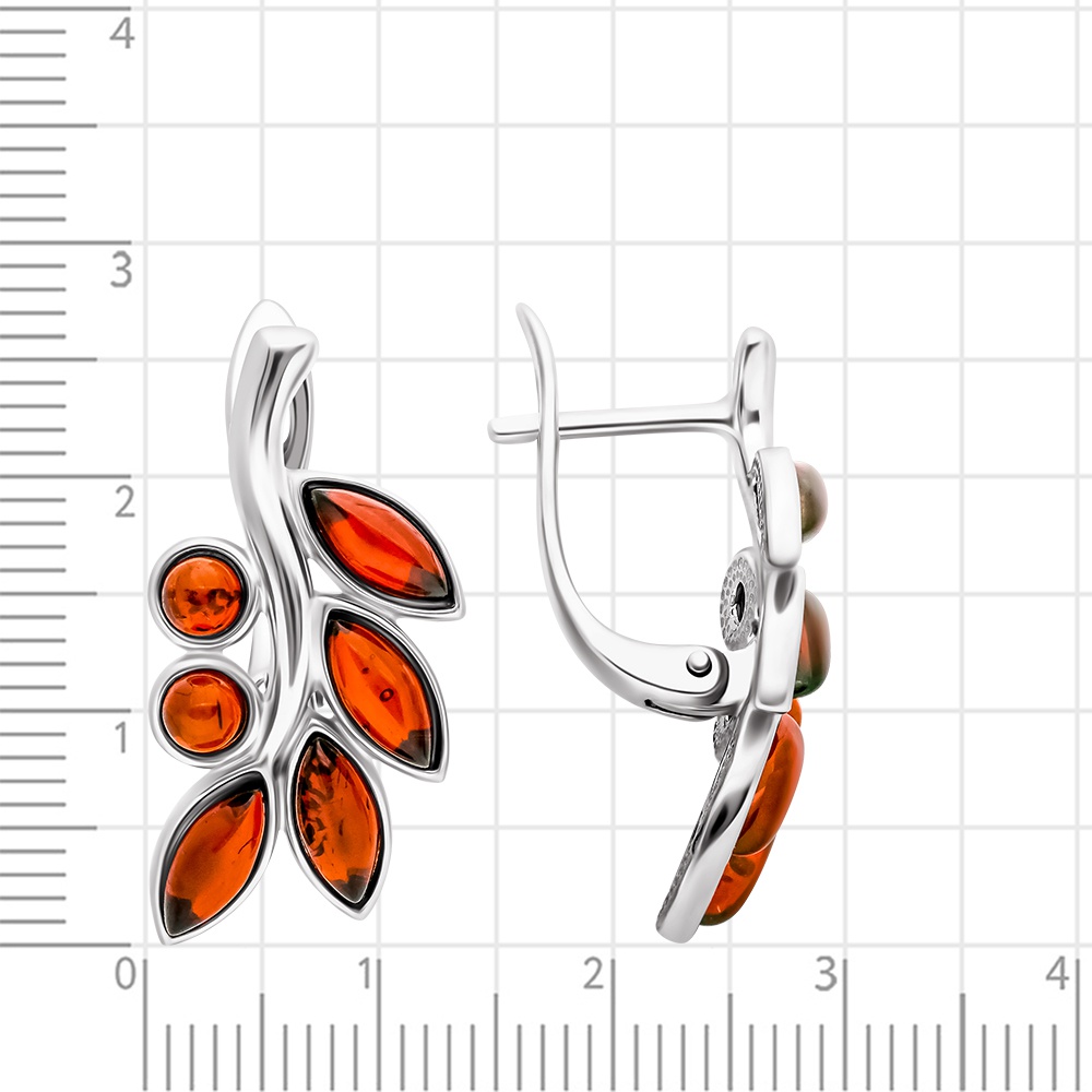 Серьги с янтарем из серебра 925 пробы