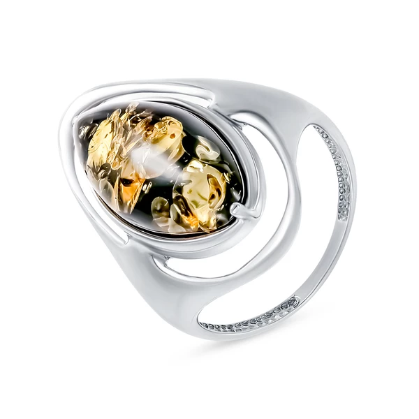 Кольцо с янтарем из серебра 925 пробы 1