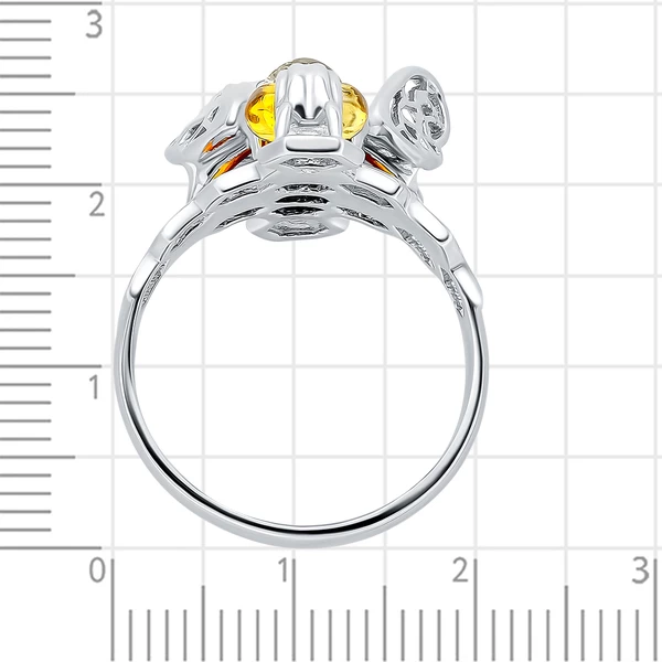 Кольцо  Пчелка с янтарем из серебра 925 пробы