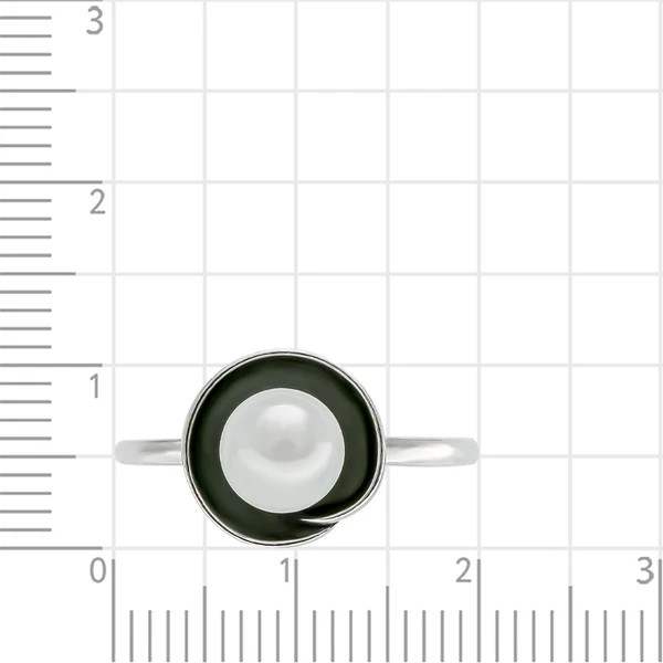 Кольцо с жемчугом искусственным из серебра 925 пробы 2
