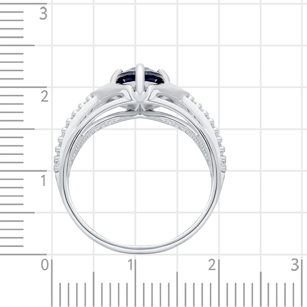 Кольцо с сапфирами синтетическими из серебра 925 пробы