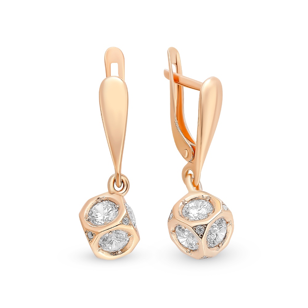 Серьги с фианитами из серебра 925 пробы