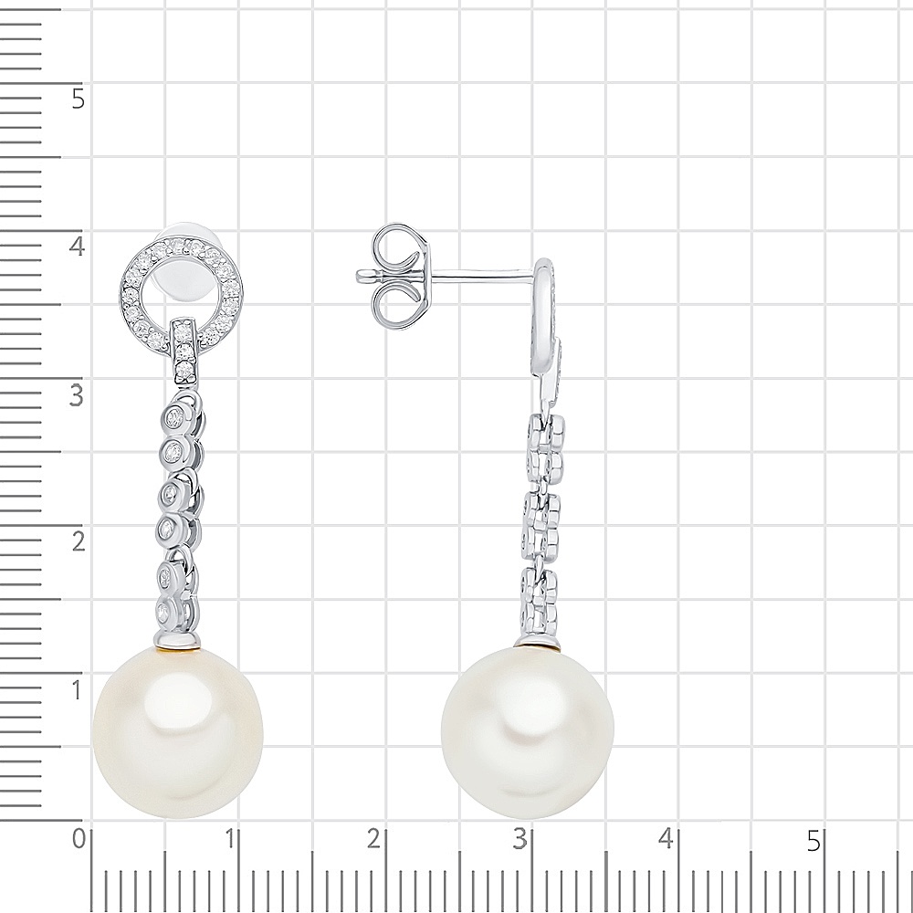 Серьги с жемчугом из серебра 925 пробы