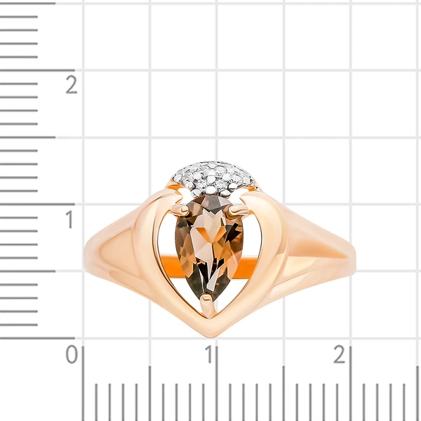 Кольцо с раух-топазом и фианитами из серебра 925 пробы 2