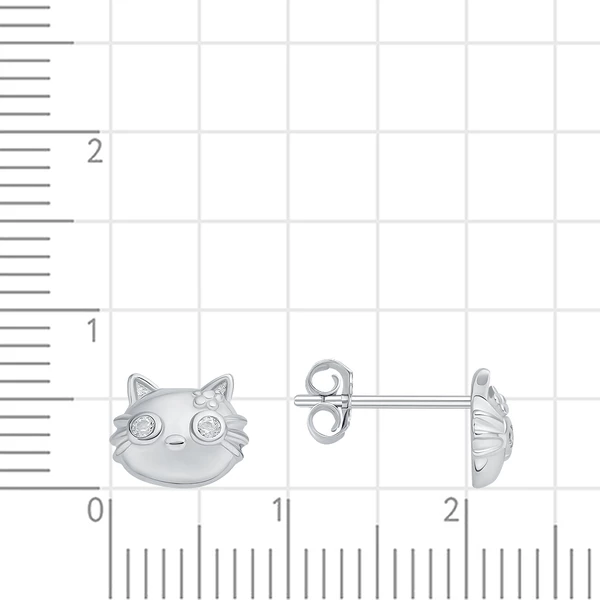 Серьги  Кошка детские с фианитами из серебра 925 пробы 2