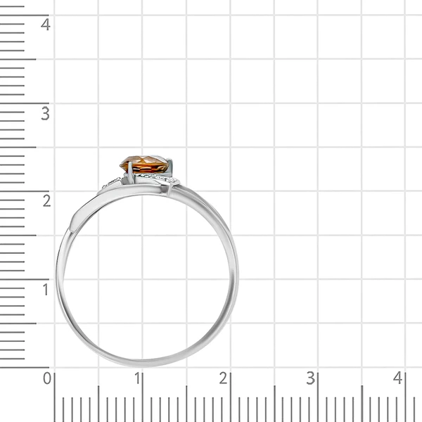 Кольцо с раух-топазом и фианитами из серебра 925 пробы 3