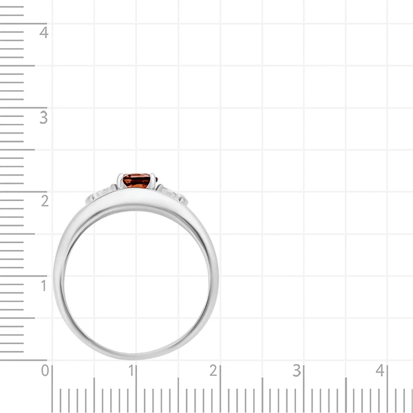 Кольцо с раух-топазом и фианитами из серебра 925 пробы