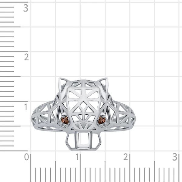 Кольцо  Леопард с фианитами из серебра 925 пробы 2