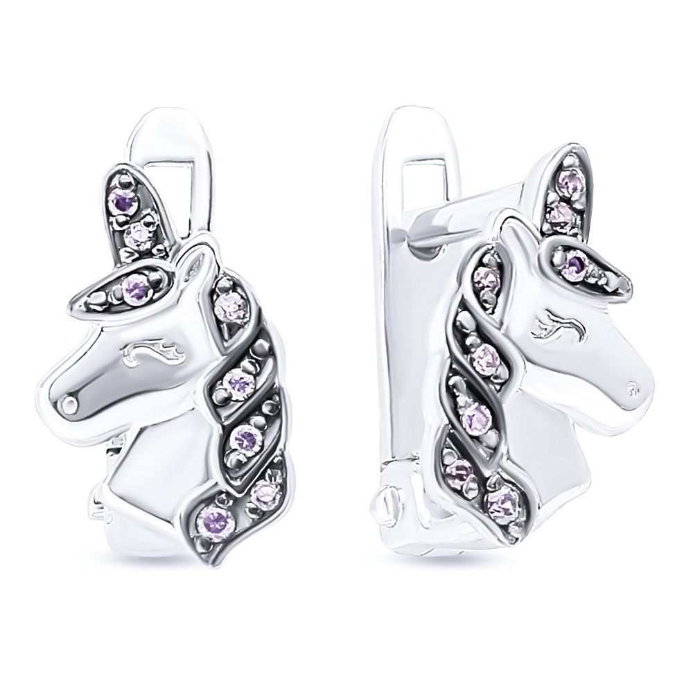Серьги с фианитами из серебра 925 пробы