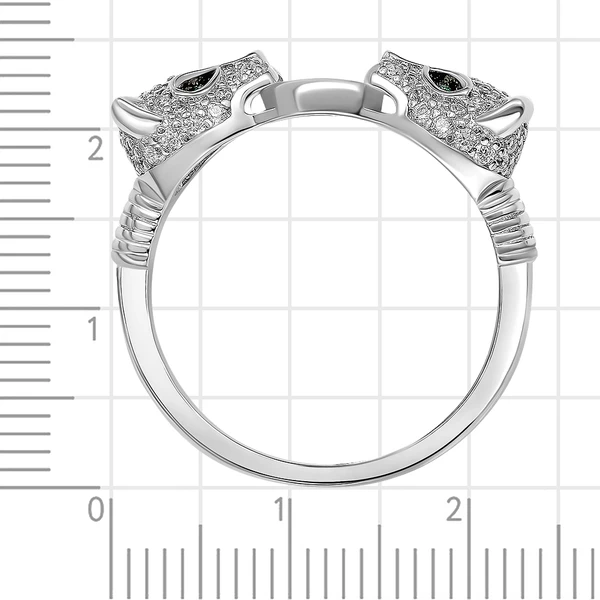 Кольцо  Леопард с фианитами из серебра 925 пробы
