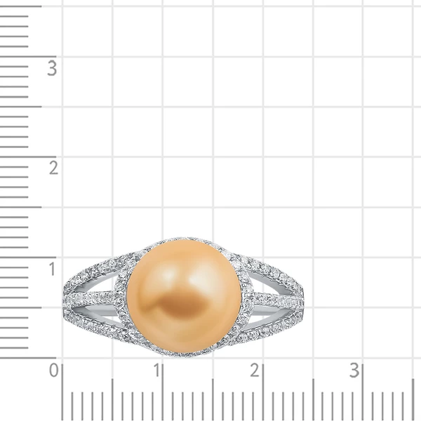 Кольцо с жемчугом искусственным и фианитами из серебра 925 пробы
