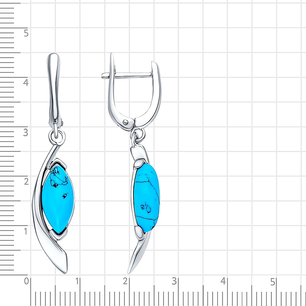 Серьги с бирюзой из серебра 925 пробы