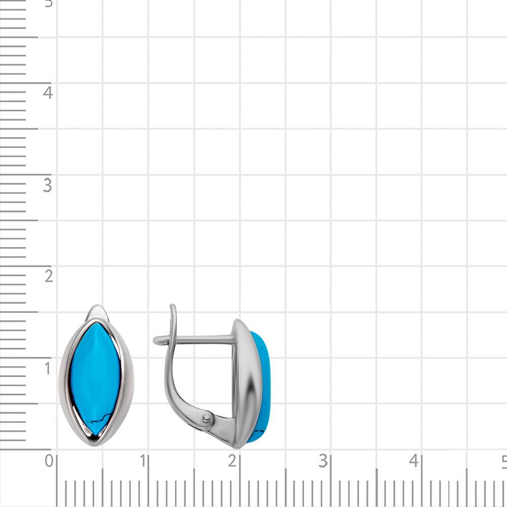 Серьги с бирюзой из серебра 925 пробы