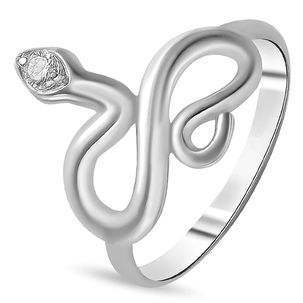 Кольцо  Змея с фианитом из серебра 925 пробы 1