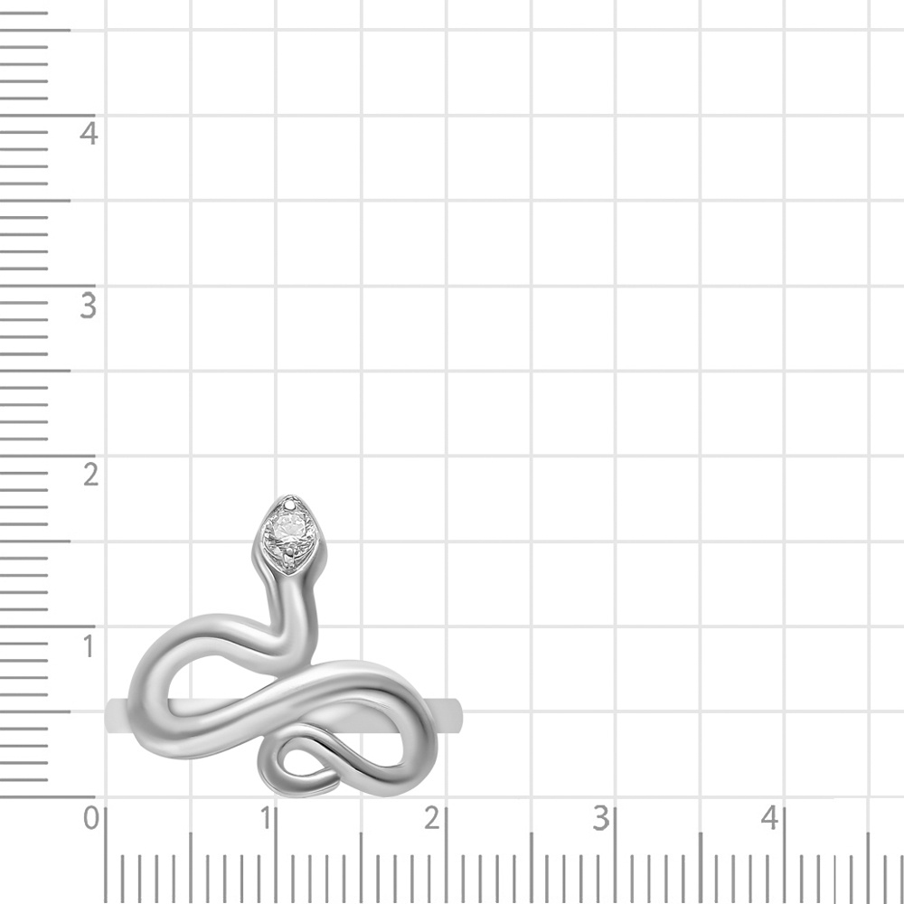 Кольцо  Змея с фианитом из серебра 925 пробы