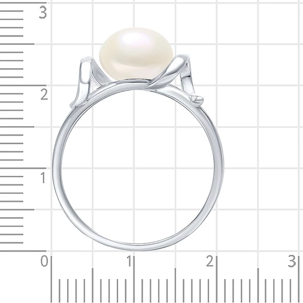 Кольцо с культивированным жемчугом из серебра 925 пробы