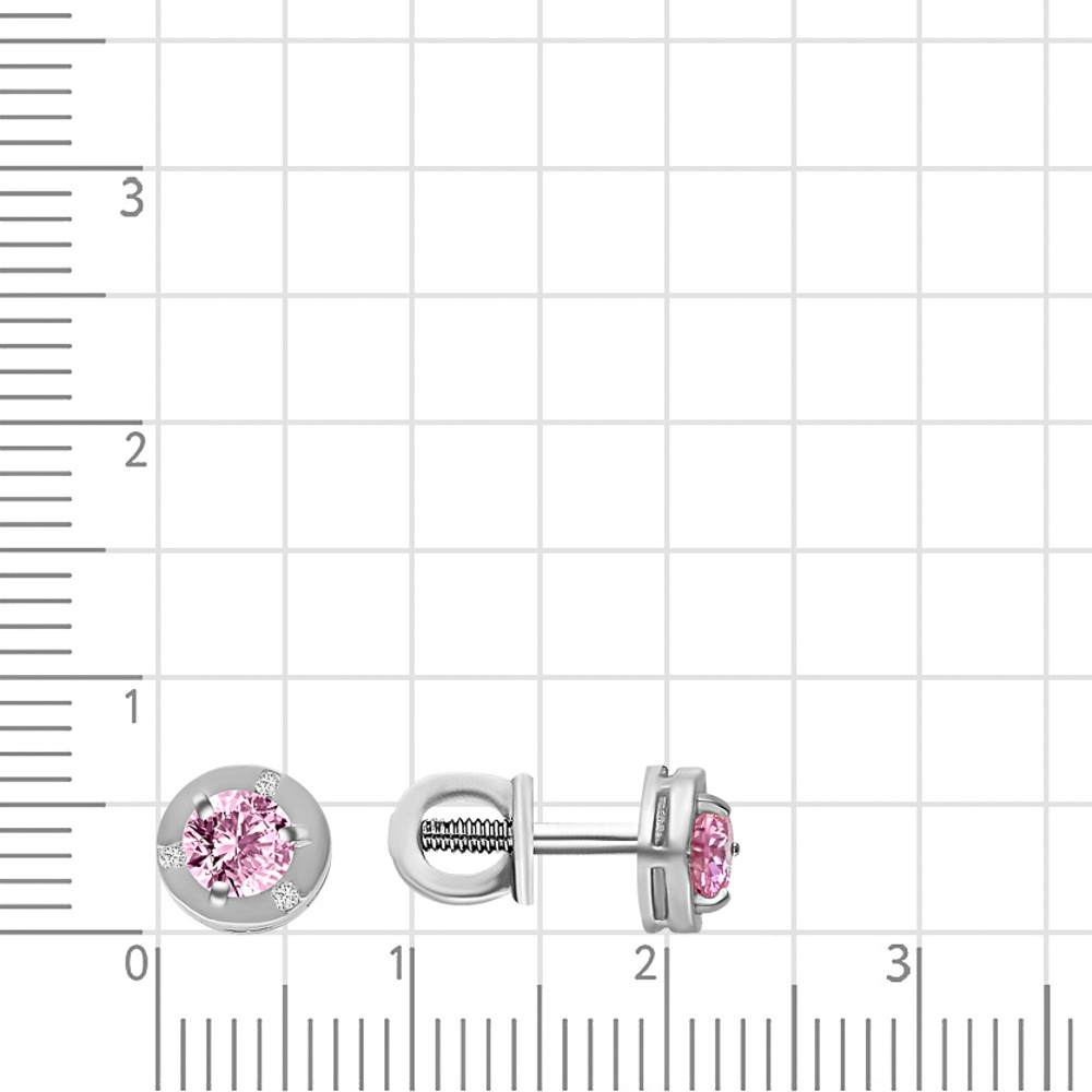 Серьги детские с фианитами из серебра 925 пробы