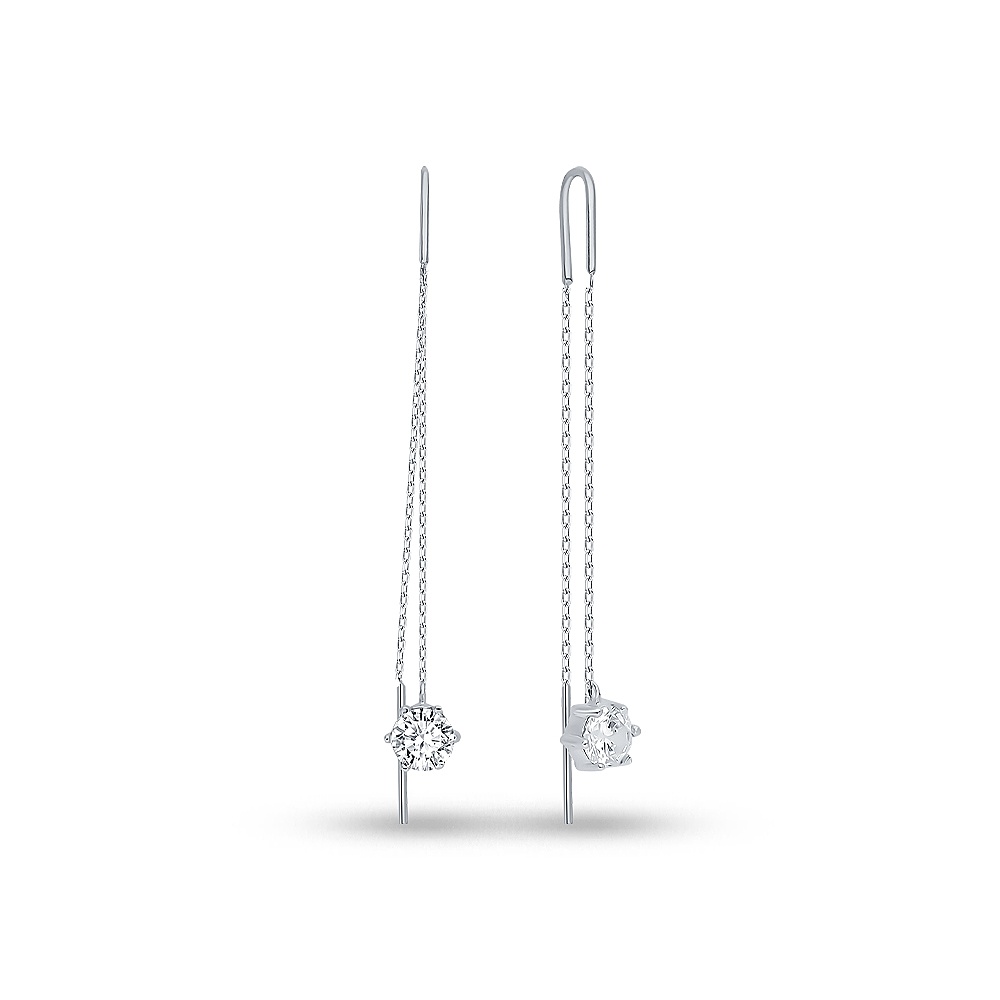 Серьги с фианитами из серебра 925 пробы