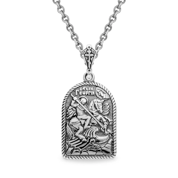 Икона Георгий Победоносец из серебра 925 пробы