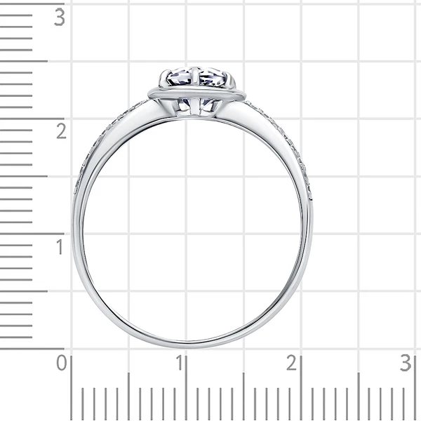 Кольцо с кварцем синтетическим и фианитами из серебра 925 пробы