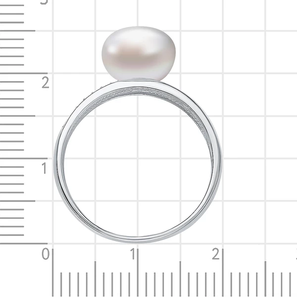 Кольцо с культивированным жемчугом и фианитами из серебра 925 пробы