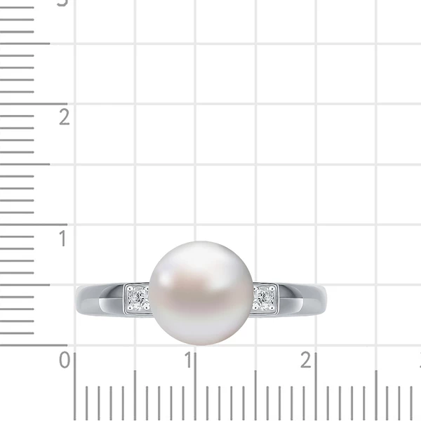 Кольцо с культивированным жемчугом и фианитами из серебра 925 пробы 2