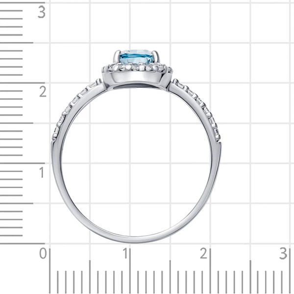 Кольцо с ситаллом синтетическим и фианитами из серебра 925 пробы 4