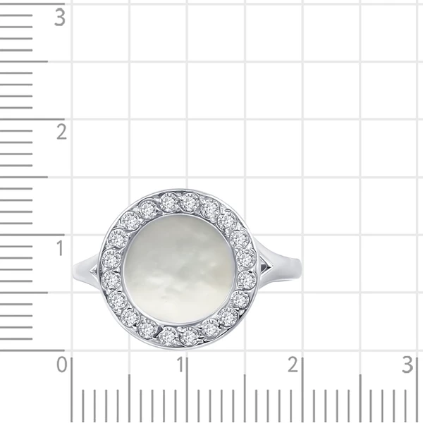 Кольцо с перламутр синтетическим и фианитами из серебра 925 пробы