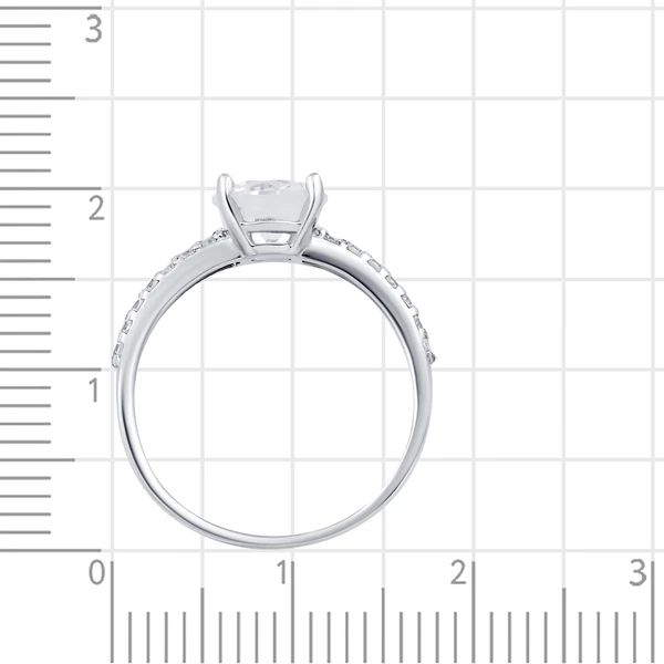 Кольцо с цирконом и фианитами из серебра 925 пробы