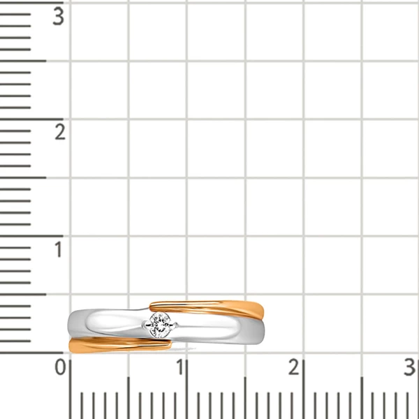 Кольцо обручальное с бриллиантом из комбинированного золота 585 пробы 2