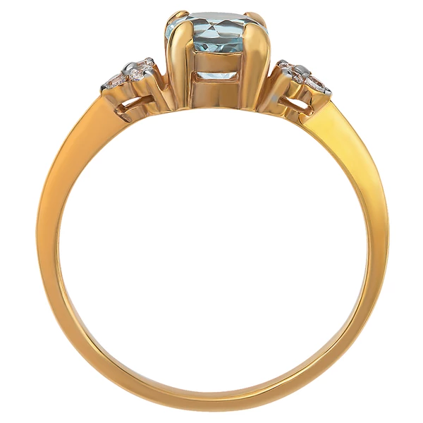 Кольцо с топазом и фианитами из красного золота 375 пробы 4