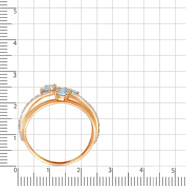 Кольцо с топазом и фианитами из красного золота 585 пробы 3