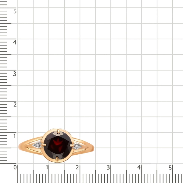 Кольцо с гранатом и фианитами из красного золота 585 пробы 3