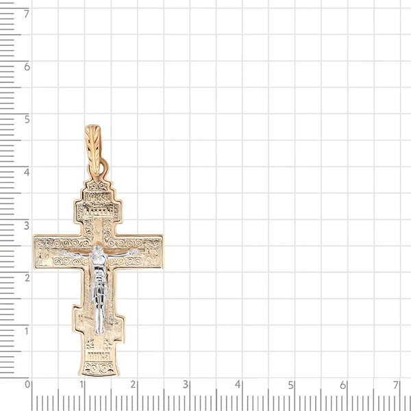 Крестик из комбинированного золота 585 пробы