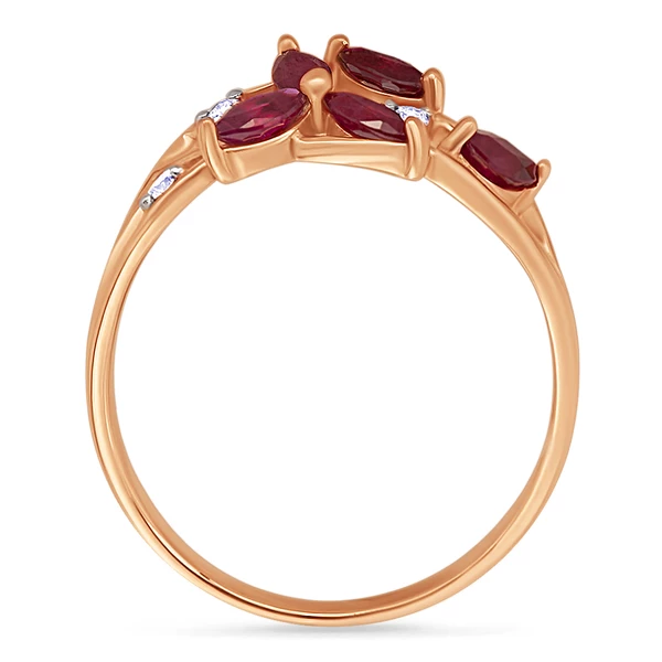 Кольцо с рубином и бриллиантами из красного золота 585 пробы 3