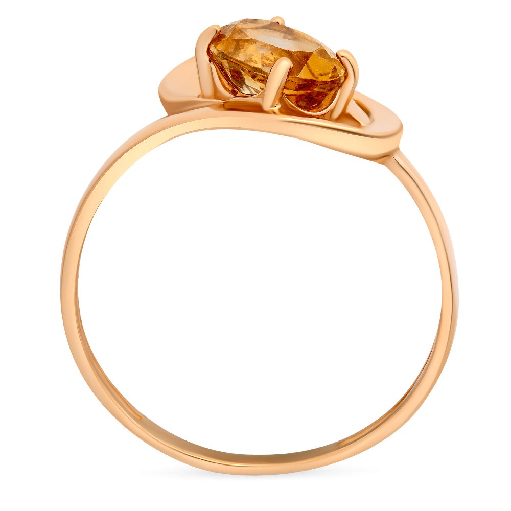 Кольцо с цитрином из красного золота 585 пробы
