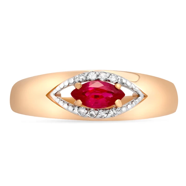 Кольцо с рубином и бриллиантами из красного золота 585 пробы 2