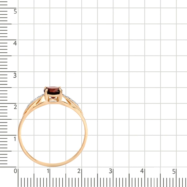 Кольцо с гранатом и фианитами из красного золота 585 пробы 4
